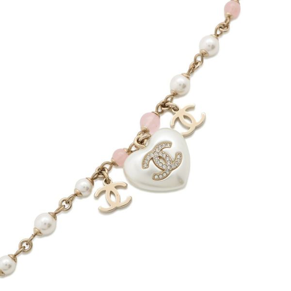 シャネル ブレスレット ココマーク ハート ラインストーン フェイクパ―ル メタル A21B AB7003 CHANEL アクセサリー