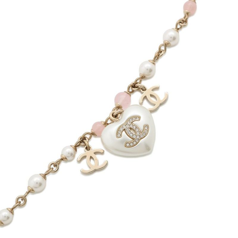 シャネル ブレスレット ココマーク ハート ラインストーン フェイクパ―ル メタル A21B AB7003 CHANEL アクセサリー