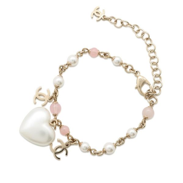 シャネル ブレスレット ココマーク ハート ラインストーン フェイクパ―ル メタル A21B AB7003 CHANEL アクセサリー