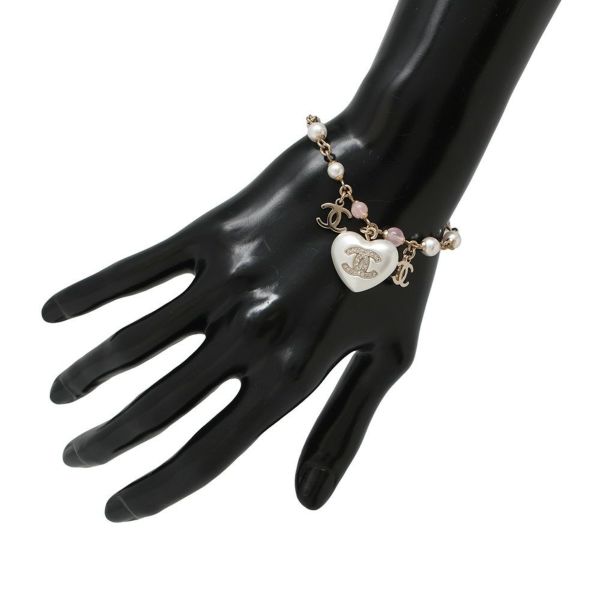 シャネル ブレスレット ココマーク ハート ラインストーン フェイクパ―ル メタル A21B AB7003 CHANEL アクセサリー