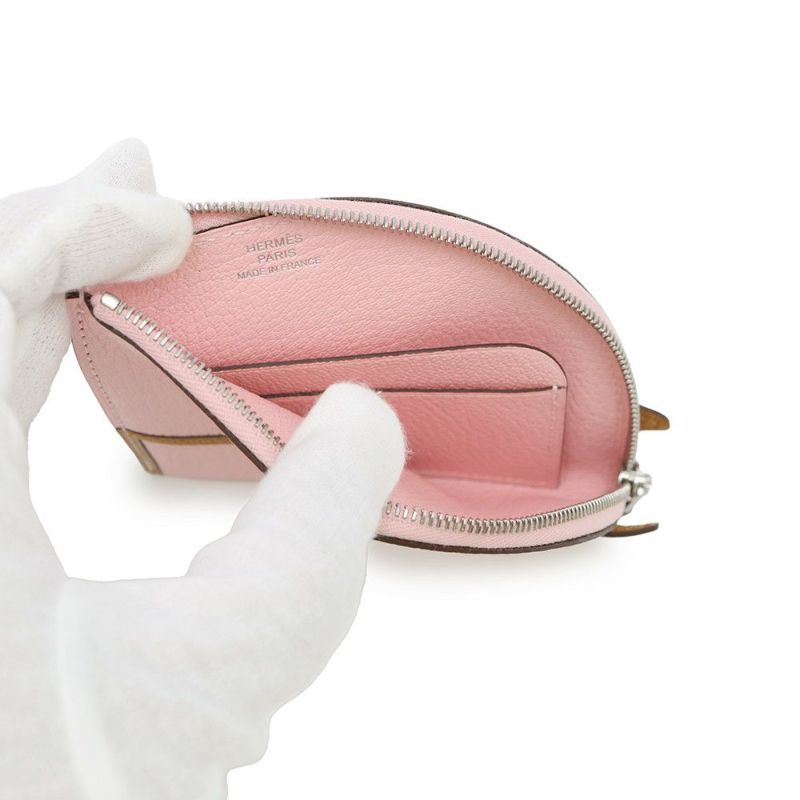 エルメス コインケース パドック ウォレット ローズサクラ/キャラメル/シルバー金具 シェブルミゾル Z刻印 HERMES