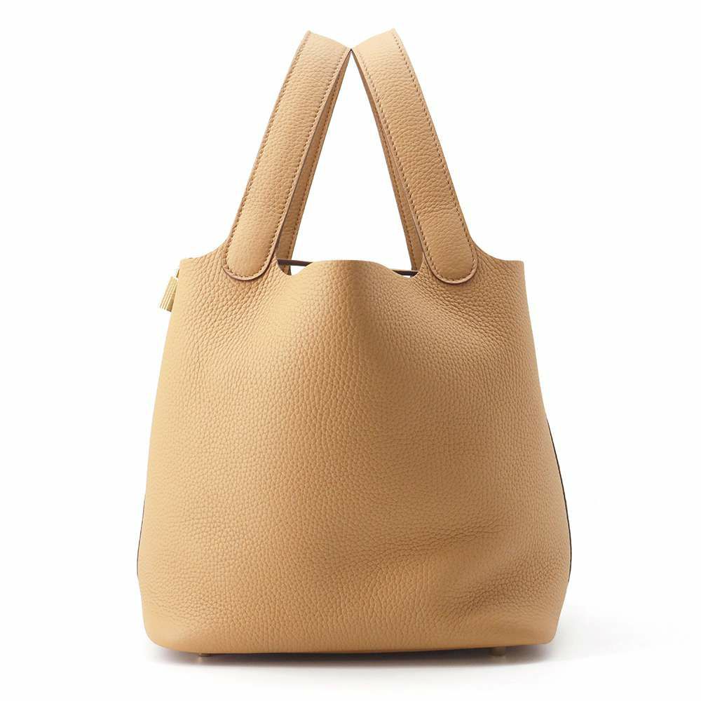 エルメス ハンドバッグ ピコタンロックMM ビスキュイ/ゴールド金具 トリヨンクレマンス B刻印