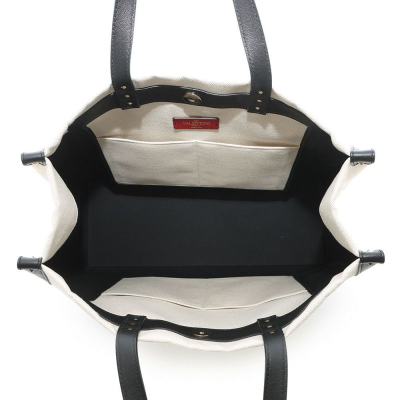 ヴァレンティノ・ガラヴァーニ トートバッグ VLTNロゴ ロックスタッズ キャンバス/レザー TW2B0D21FWB VALENTINO