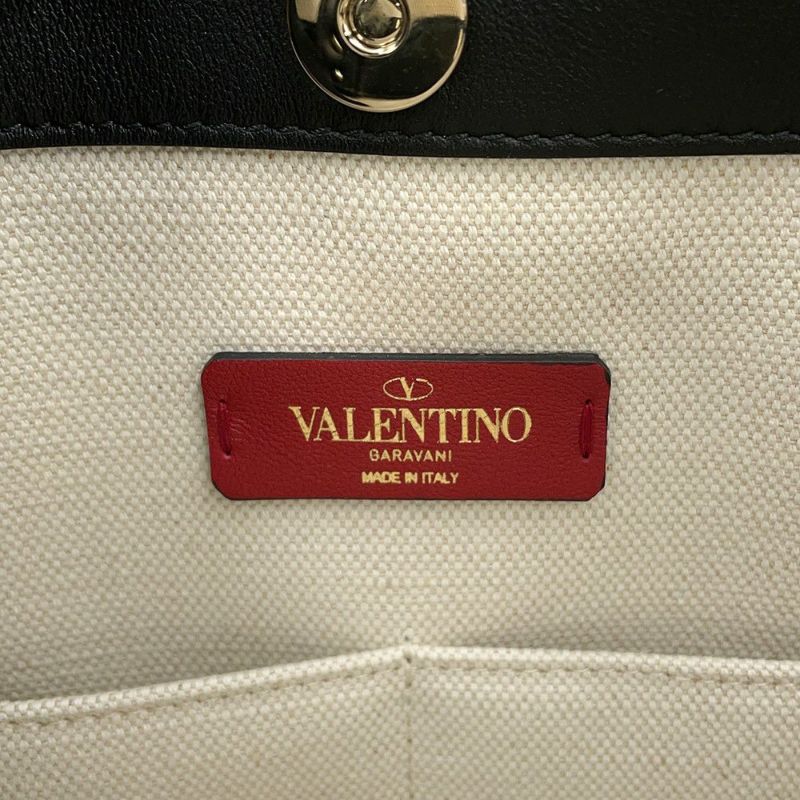 ヴァレンティノ・ガラヴァーニ トートバッグ VLTNロゴ ロックスタッズ キャンバス/レザー TW2B0D21FWB VALENTINO