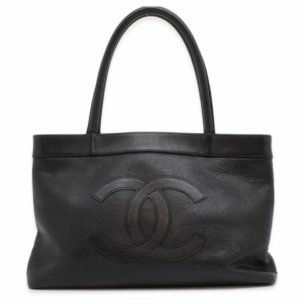 シャネル トートバッグ ココマーク キャビアスキン CHANEL バッグ ショルダー 黒