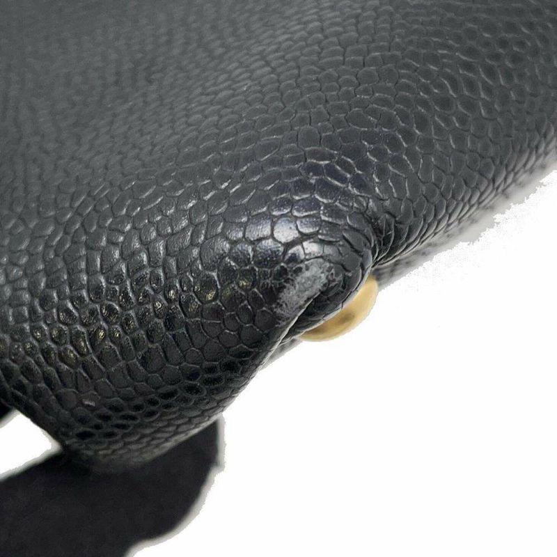 シャネル トートバッグ ココマーク キャビアスキン CHANEL バッグ ショルダー 黒