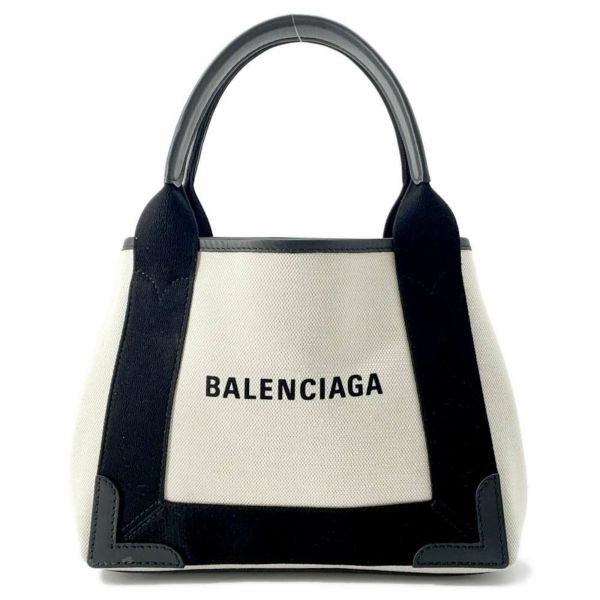 バレンシアガ ハンドバッグ ネイビーカバ XS 390346 BALENCIAGA バッグ ポーチ付き 黒 白