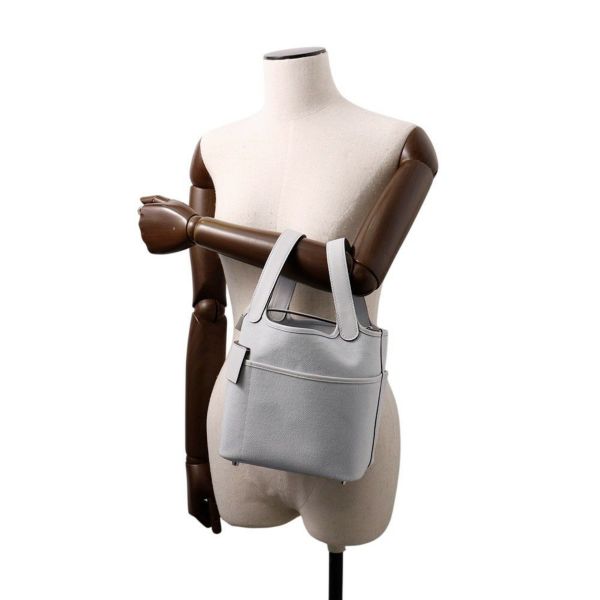 エルメス ハンドバッグ ピコタンロックPM カーゴ グリプラチナ/シルバー金具 トワルゴエラン/スイフト W刻印 HERMES トートバッグ