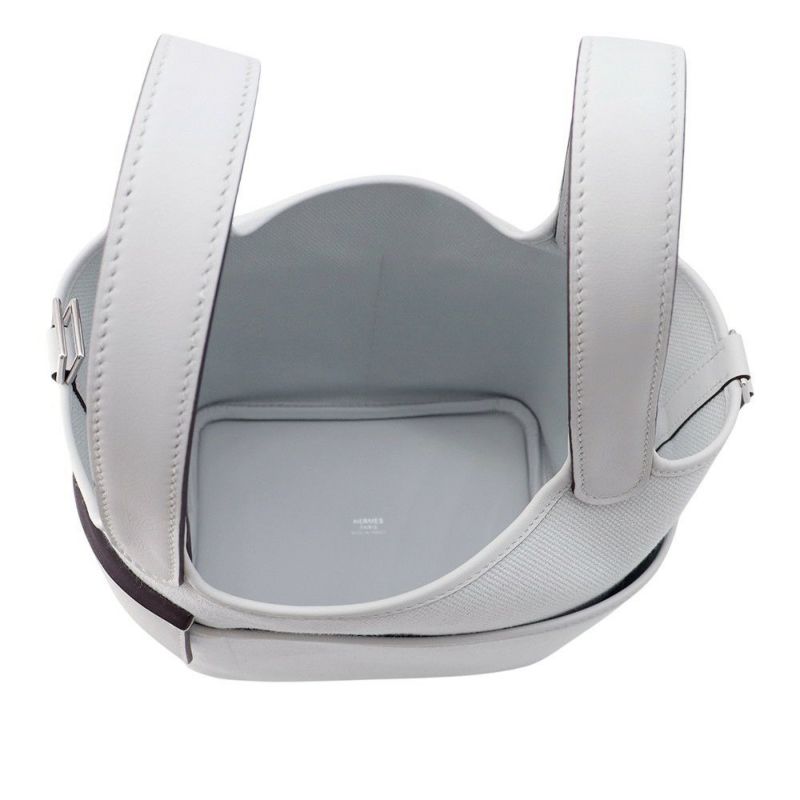 エルメス ハンドバッグ ピコタンロックPM カーゴ グリプラチナ/シルバー金具 トワルゴエラン/スイフト W刻印 HERMES トートバッグ