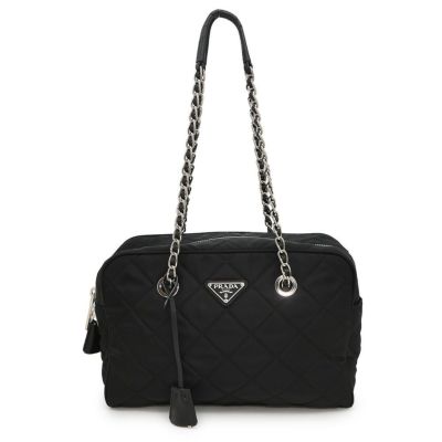 PRADA ブラック キルティング バッグ プラダ チェーンショルダーバッグ キルティング ナイロン BR4965