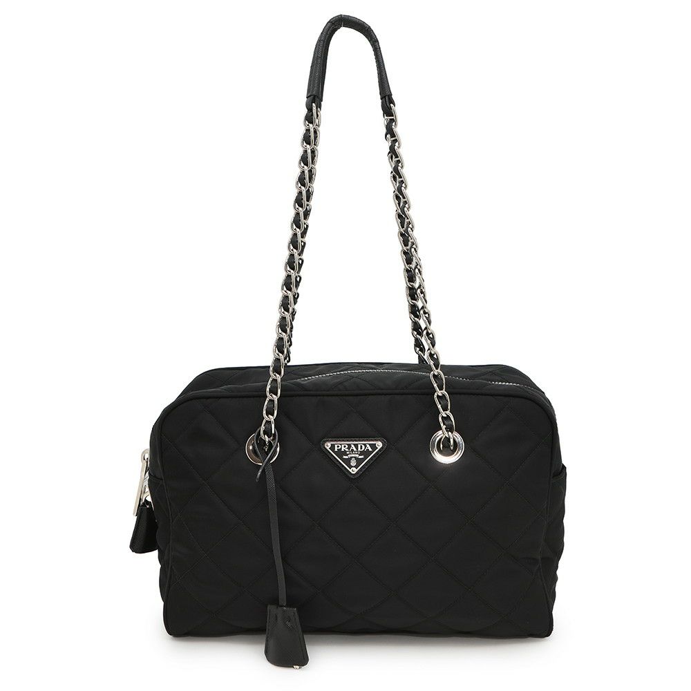 プラダ チェーンショルダーバッグ キルティング ナイロン 1BB903 PRADA 黒