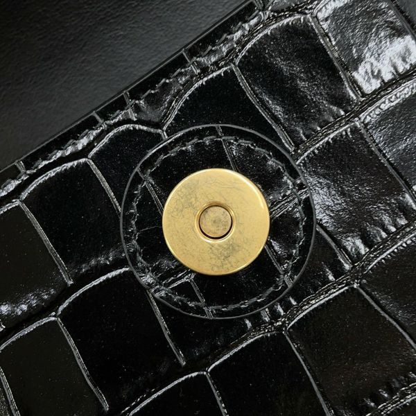 バレンシアガ チェーンショルダーバッグ ダウンタウン DOWNTOWN XS クロコ型押しレザー 689121 BALENCIAGA 黒