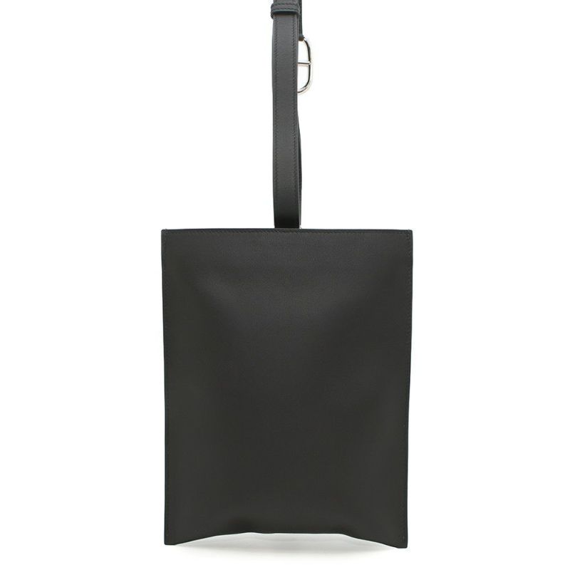 エルメス ボディバッグ ポルトフォイユ・ポッシャンプリュス ブラック/シルバー金具 スイフト B刻印 黒