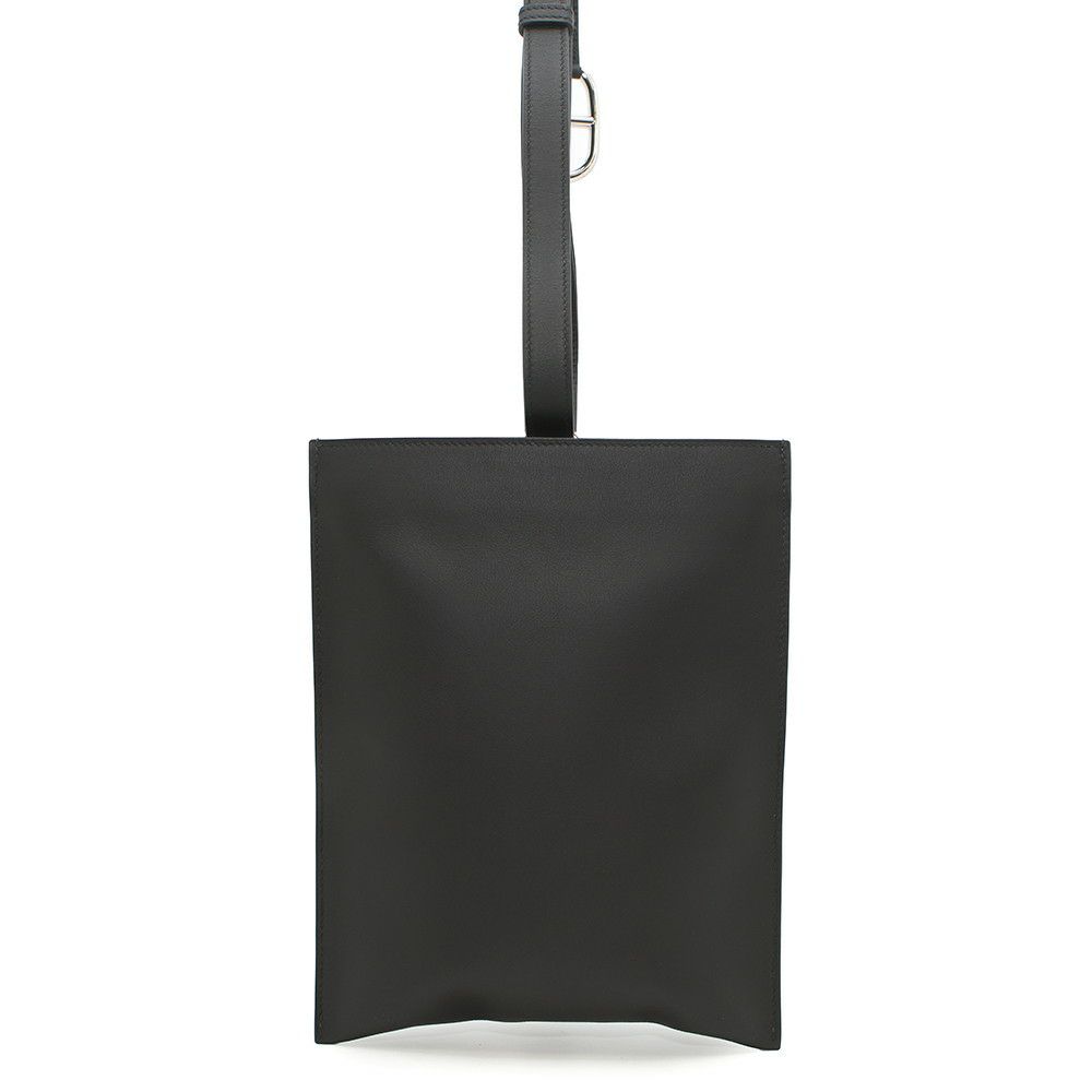 エルメス ボディバッグ ポルトフォイユ・ポッシャンプリュス ブラック/シルバー金具 スイフト B刻印 黒