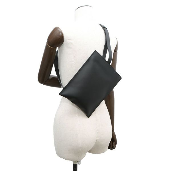 エルメス ボディバッグ ポルトフォイユ・ポッシャンプリュス ブラック/シルバー金具 スイフト B刻印 黒