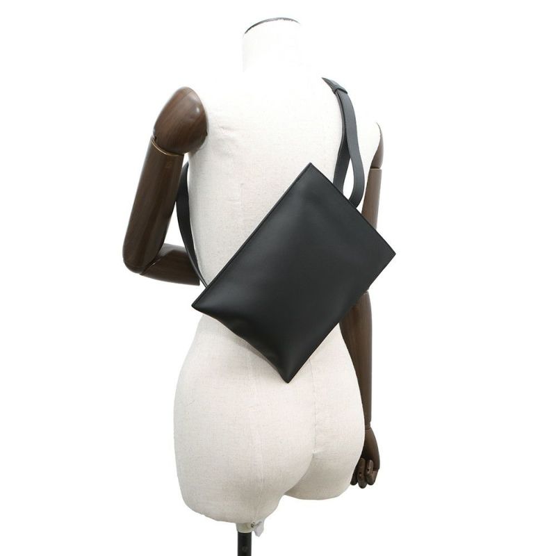 エルメス ボディバッグ ポルトフォイユ・ポッシャンプリュス ブラック/シルバー金具 スイフト B刻印 黒