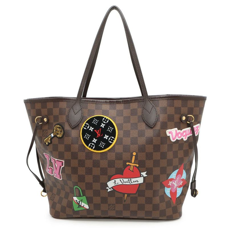 ルイヴィトン トートバッグ ダミエ・エベヌ ネヴァーフルMM ステッカー N40049 LOUIS VUITTON 限定 ヴィトン スパンコール パッチ