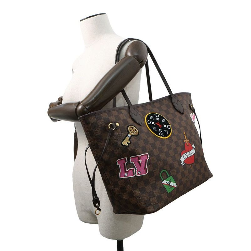 ルイヴィトン トートバッグ ダミエ・エベヌ ネヴァーフルMM ステッカー N40049 LOUIS VUITTON 限定 ヴィトン スパンコール パッチ