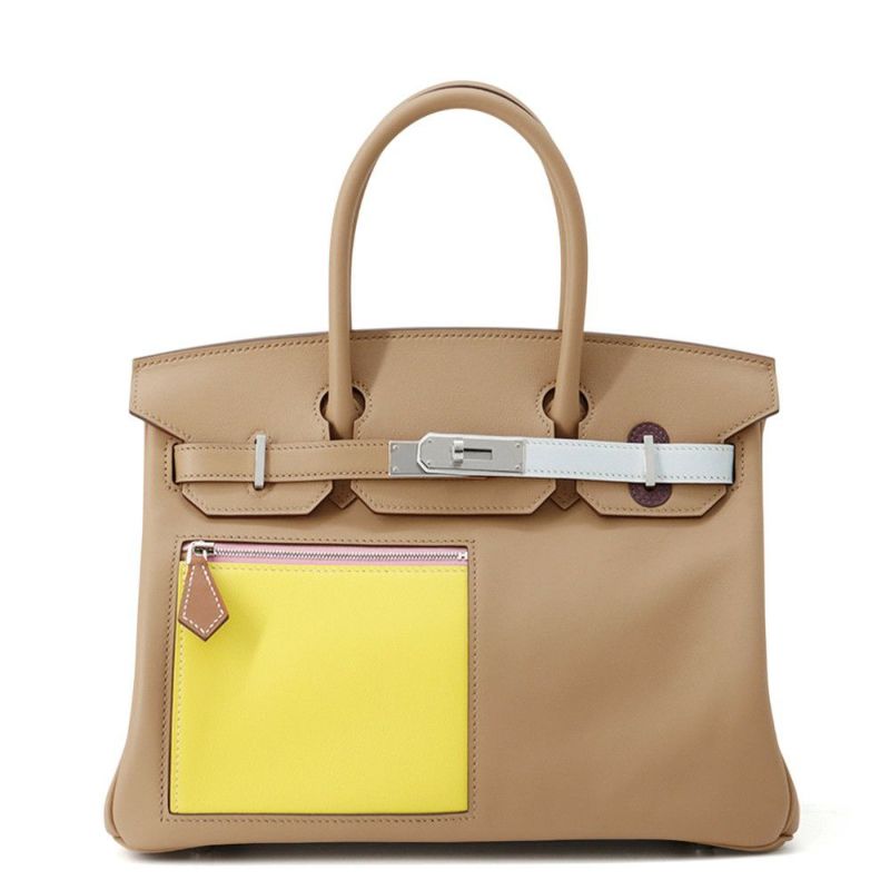 エルメス バーキン30 カラーマティック チャイ/ライム/カシス/ブルーブリュム/シルバー金具 スイフト B刻印 HERMES Birkin