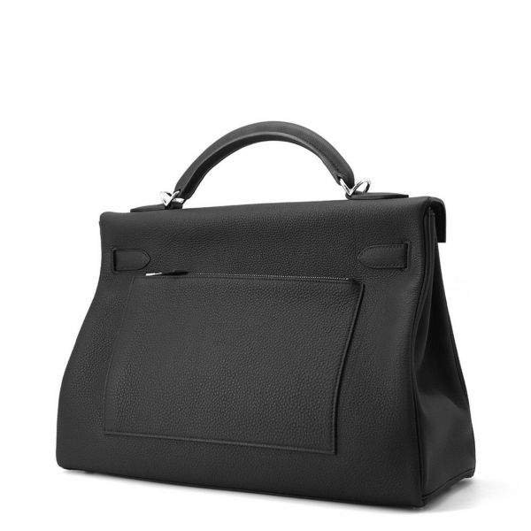 エルメス ハンドバッグ ケリー マキシ 内縫い 42 ブラック/シルバー金具 トゴ K刻印 2wayショルダー 黒