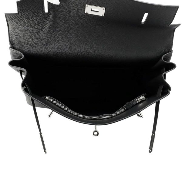 エルメス ハンドバッグ ケリー マキシ 内縫い 42 ブラック/シルバー金具 トゴ K刻印 2wayショルダー 黒