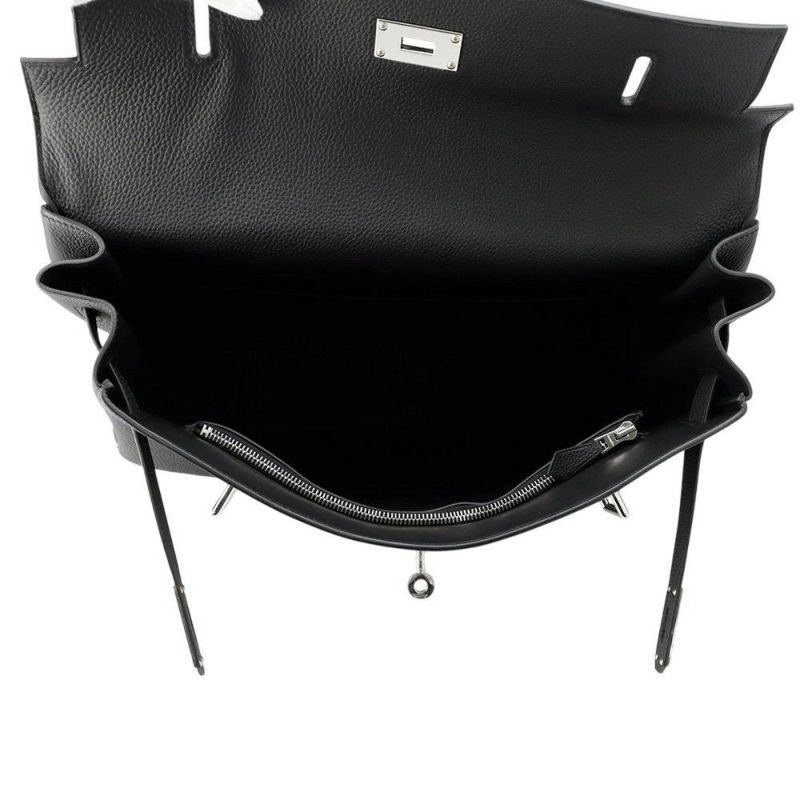 エルメス ハンドバッグ ケリー マキシ 内縫い 42 ブラック/シルバー金具 トゴ K刻印 2wayショルダー 黒