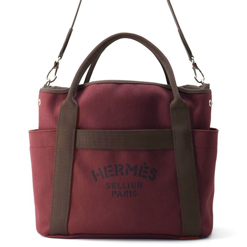 エルメス サックドパンサージュ グルーム ルージュアッシュ/ショコラ/シルバー金具 K刻印 2way