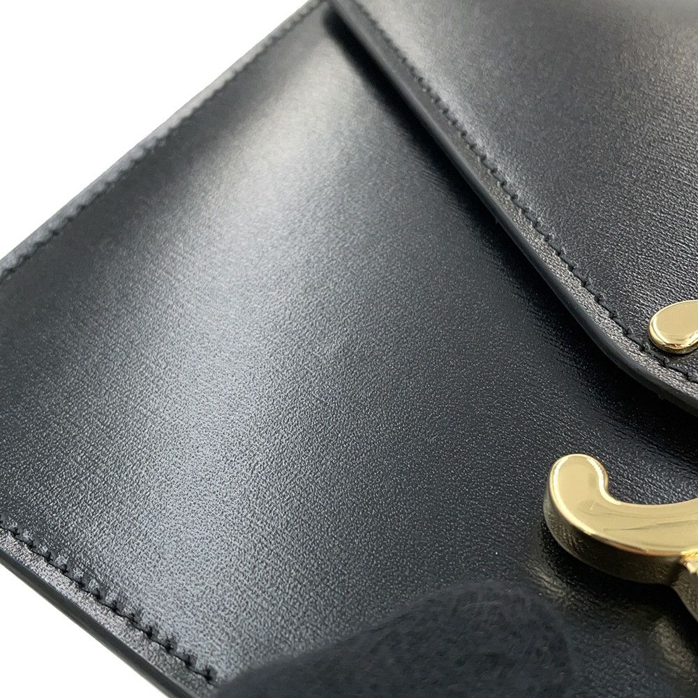 セリーヌ チェーンウォレット マーゴ シャイニーカーフレザー 10L033 CELINE 長財布 黒