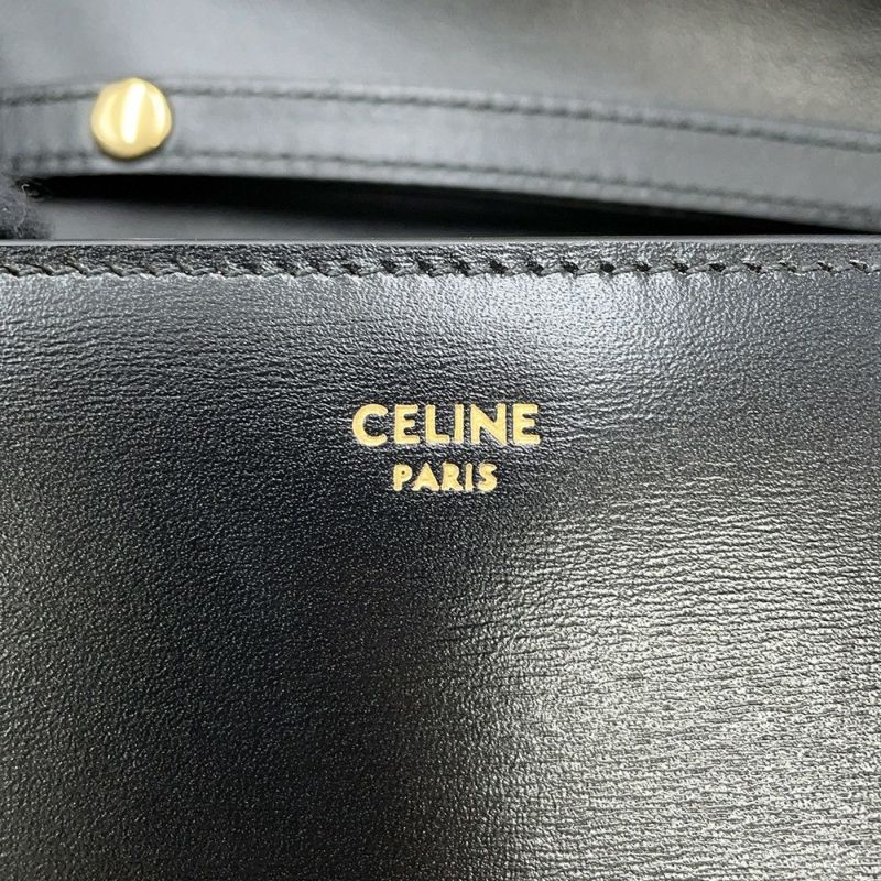 セリーヌ チェーンウォレット マーゴ シャイニーカーフレザー 10L033 CELINE 長財布 黒