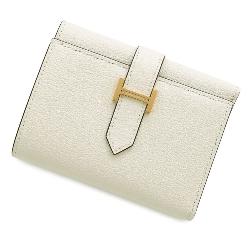 エルメス 三つ折り財布 ベアンコンビネ ナタ/ゴールド金具 シェブルミゾル U刻印 財布 シェーブル