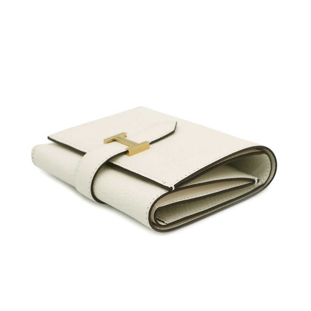 エルメス 三つ折り財布 ベアンコンビネ ナタ/ゴールド金具  