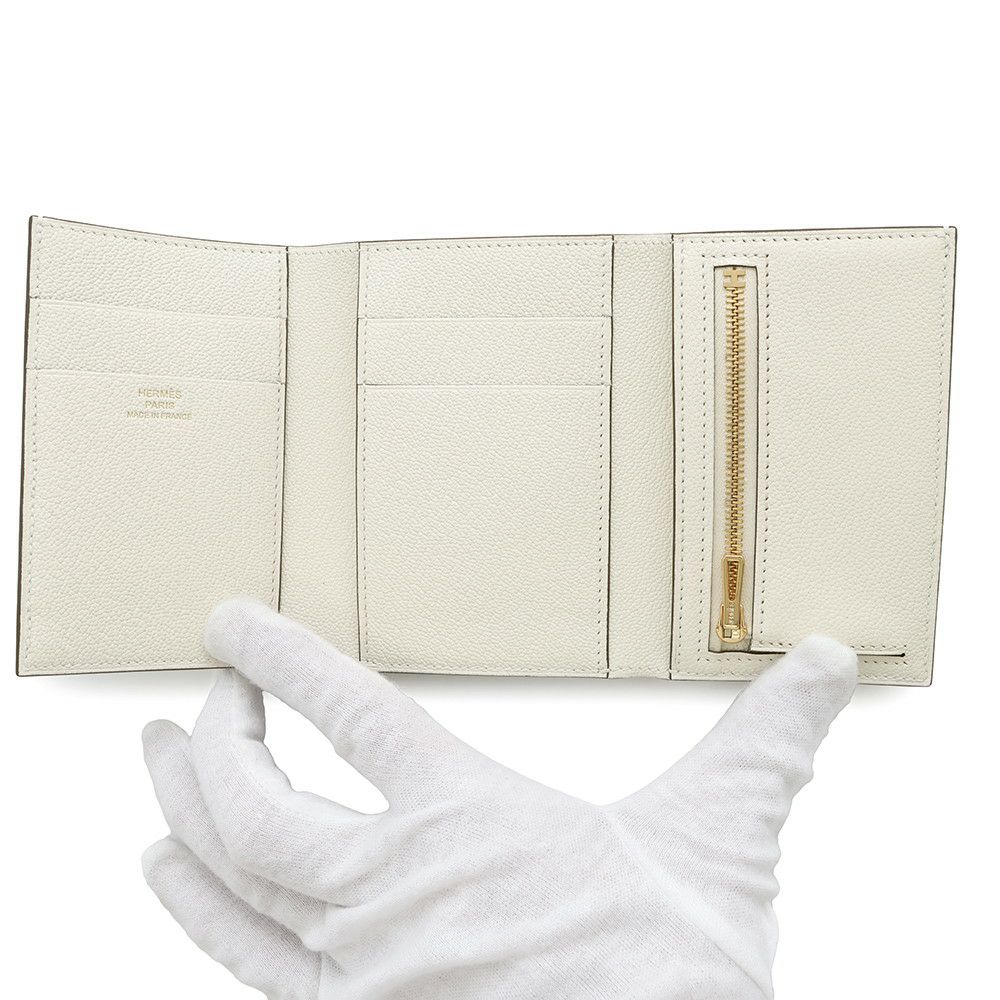 エルメス 三つ折り財布 ベアンコンビネ ナタ/ゴールド金具  