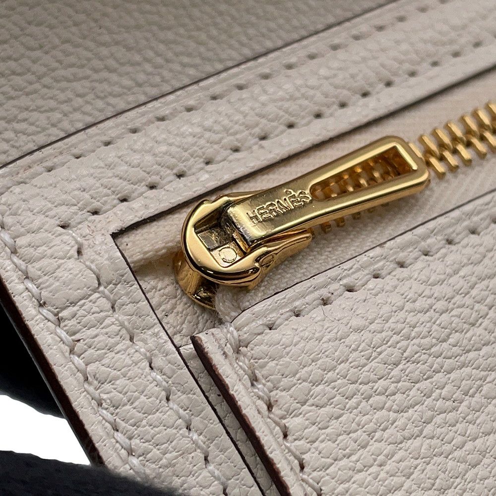 エルメス 三つ折り財布 ベアンコンビネ ナタ/ゴールド金具  