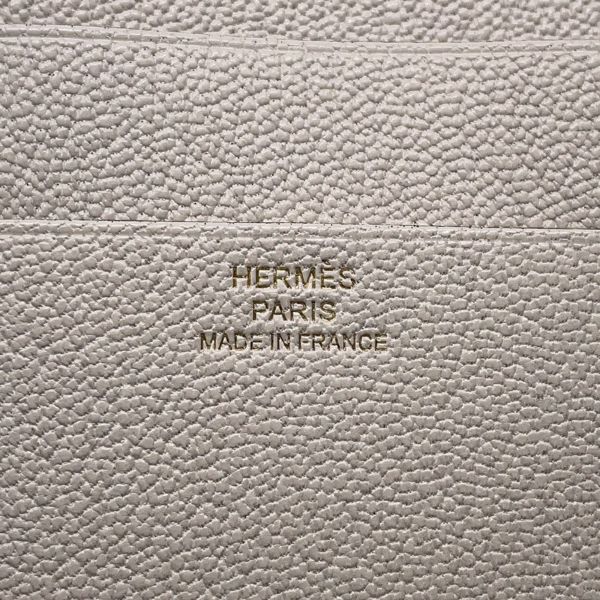 エルメス 三つ折り財布 ベアンコンビネ ナタ/ゴールド金具 シェブルミゾル U刻印 財布 シェーブル