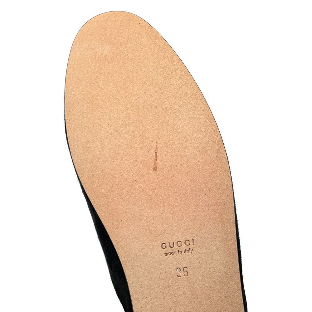 グッチ サンダル アディダスコラボ ホースビット1955 ミュールスリッパ スエード レザー 702211 レディースサイズ36 GUCCI 靴 黒