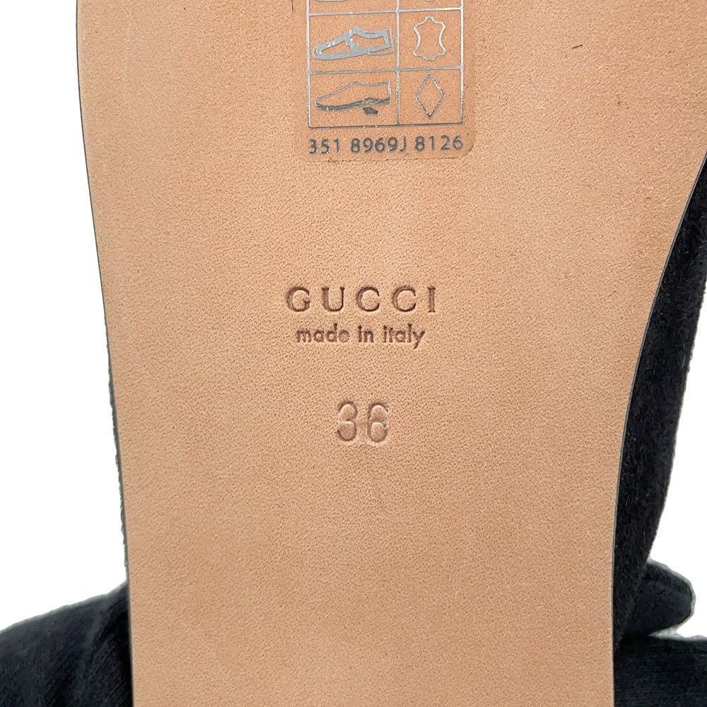 グッチ サンダル アディダスコラボ ホースビット1955 ミュールスリッパ スエード レザー 702211 レディースサイズ36 GUCCI 靴 黒