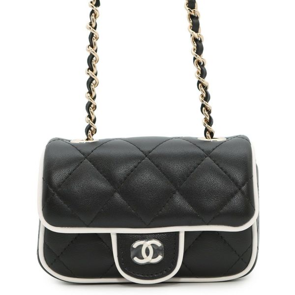 シャネル チェーン ショルダーバッグ クラッチバッグ ミニ マトラッセ ココマーク ラムスキン AP4512 CHANEL バッグ 黒
