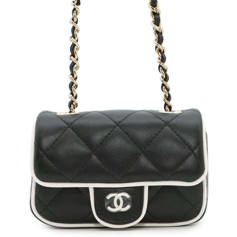 シャネル チェーン ショルダーバッグ クラッチバッグ ミニ マトラッセ ココマーク ラムスキン AP4512 CHANEL バッグ 黒