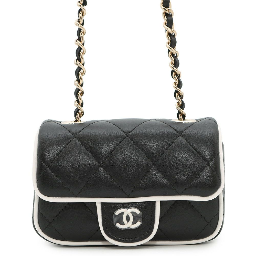 シャネル チェーン ショルダーバッグ クラッチバッグ ミニ マトラッセ ココマーク ラムスキン AP4512 CHANEL バッグ 黒