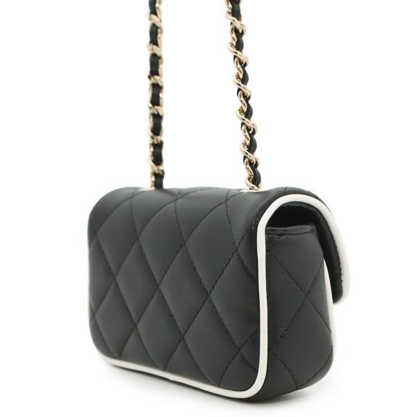 シャネル チェーン ショルダーバッグ クラッチバッグ ミニ マトラッセ ココマーク ラムスキン AP4512 CHANEL バッグ 黒