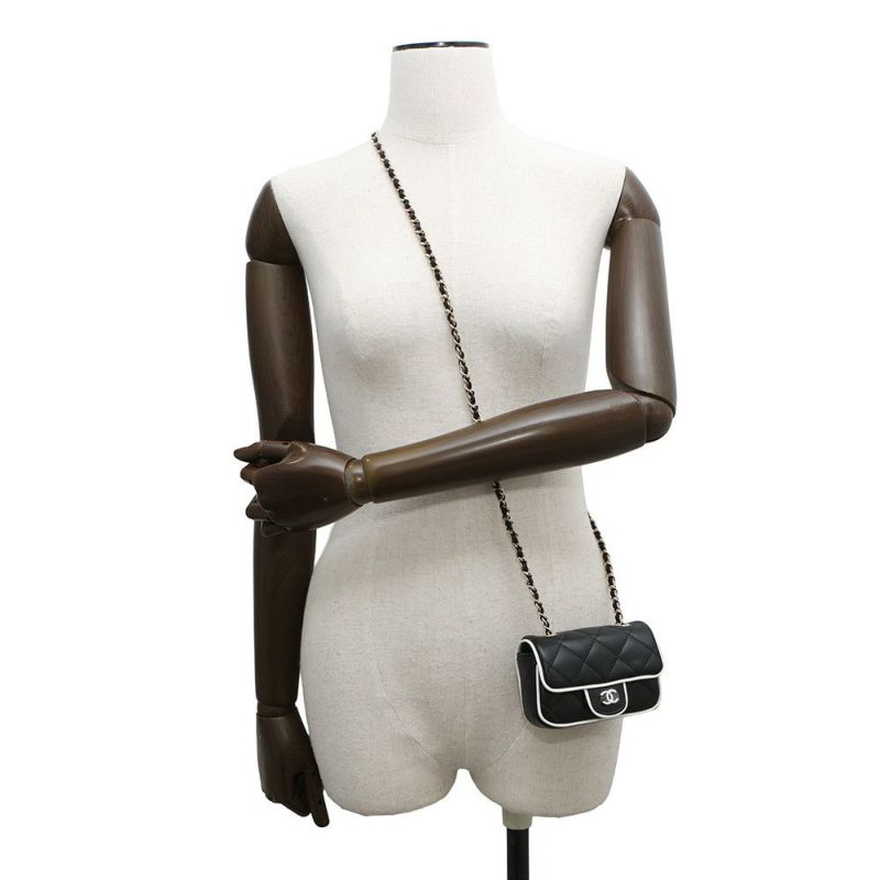 シャネル チェーン ショルダーバッグ クラッチバッグ ミニ マトラッセ ココマーク ラムスキン AP4512 CHANEL バッグ 黒