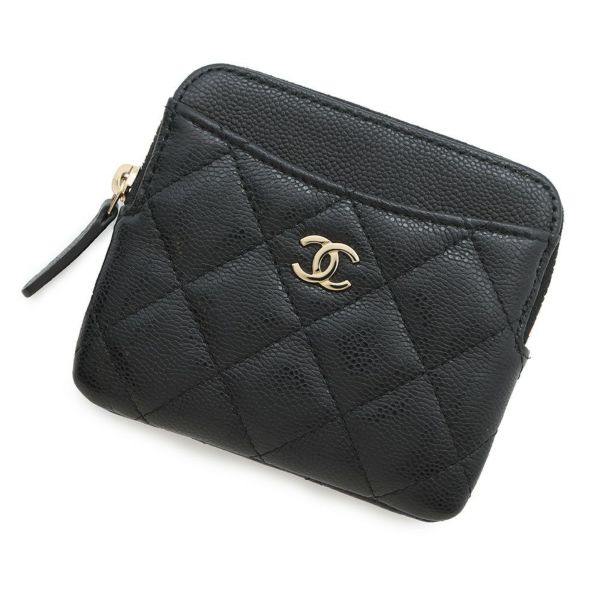シャネル コインケース マトラッセ ココマーク コーラルレッド キャビアスキン AP2061 CHANEL 財布 小銭入れ 黒