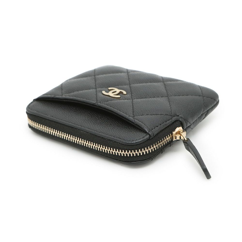 シャネル コインケース マトラッセ ココマーク コーラルレッド キャビアスキン AP2061 CHANEL 財布 小銭入れ 黒