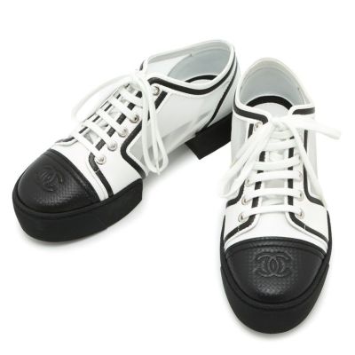 シャネル CHANEL 白 ミュール メッシュ ココマーク シャネル スニーカー ココマーク メッシュ ファブリック レザー