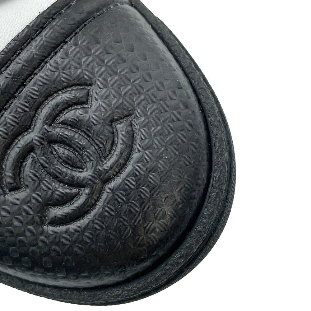 シャネル スニーカー ココマーク メッシュ ファブリック レザー レディースサイズ37C CHANEL 靴 シューズ 白 黒