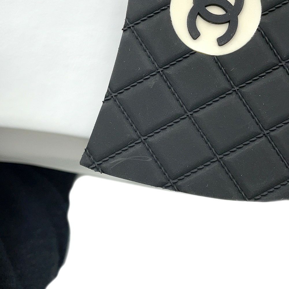 シャネル スニーカー ココマーク メッシュ ファブリック レザー レディースサイズ37C CHANEL 靴 シューズ 白 黒