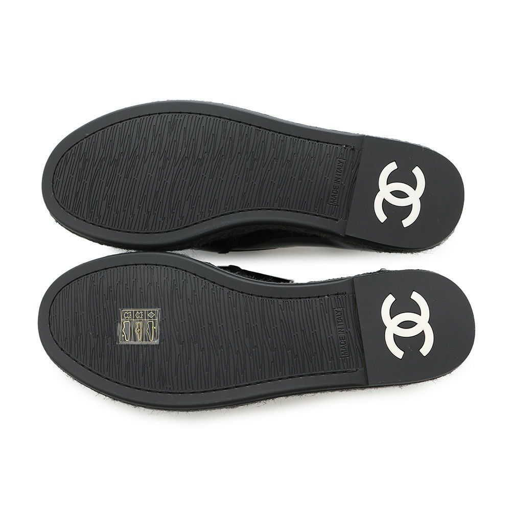 シャネル スリッポン ココマーク エスパドリーユ エナメル レディースサイズ37C G31874 CHANEL 靴 黒