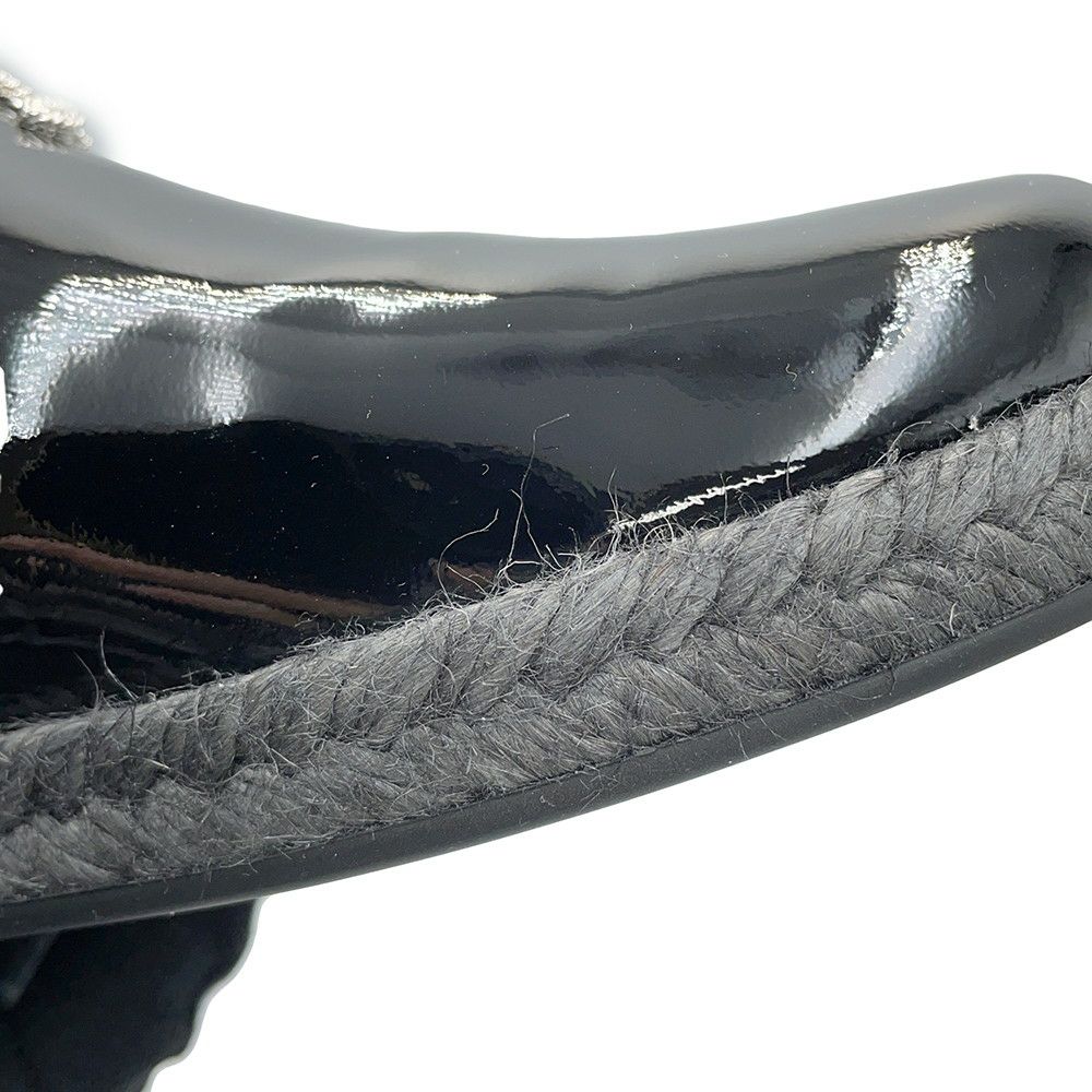 シャネル スリッポン ココマーク エスパドリーユ エナメル レディースサイズ37C G31874 CHANEL 靴 黒