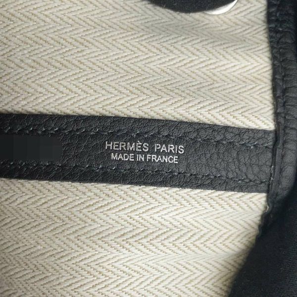 エルメス トートバッグ ガーデンパーティPM ブラック/シルバー金具 ネゴンダ W刻印 HERMES 黒