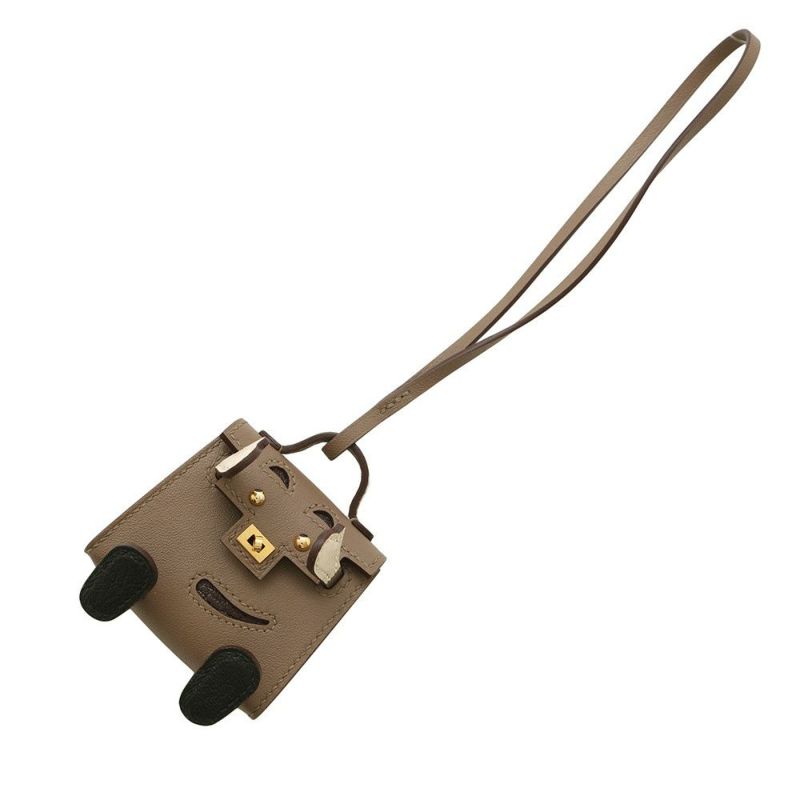 エルメス チャーム ビジュードサック ケリードール エトゥープ/ブラック/クレ/ルージュセリエ/ゴールド金具 タデラクト U刻印